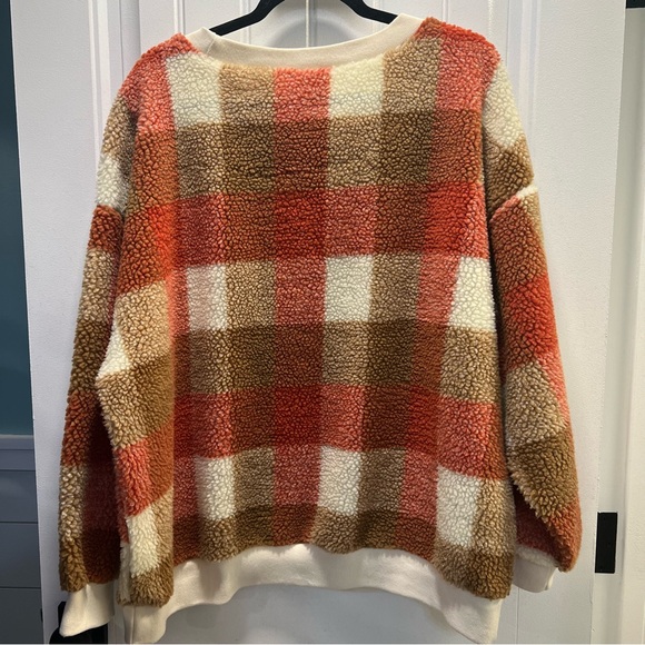 BiBi Plaid Teddy Bear Fleece Crewneck Sweatshirt. Size XL. - Picture 4 of 12